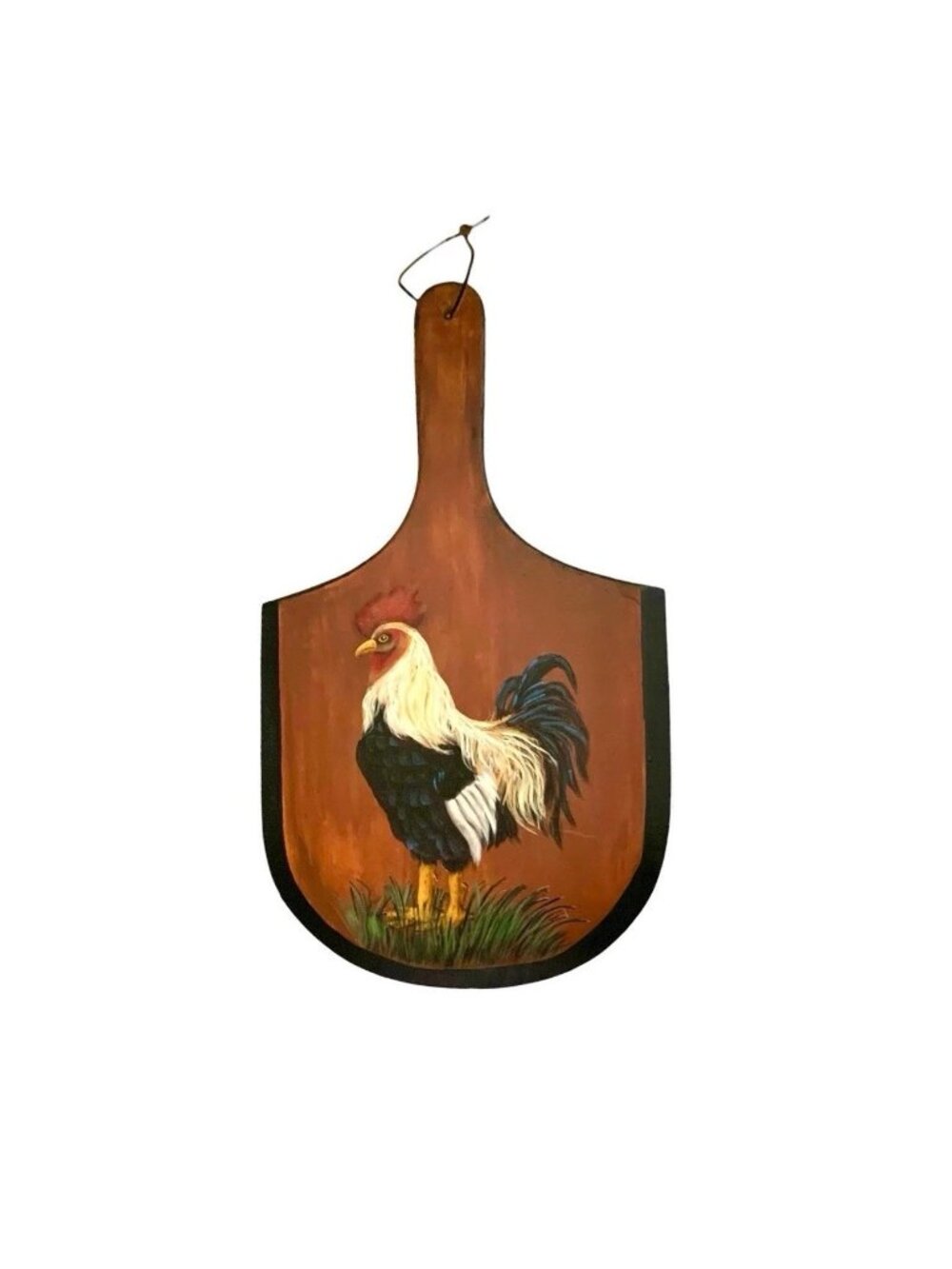 Rooster Drawing on Cutting Board Handpainted Vintage Farmhouse Kitchen Decor